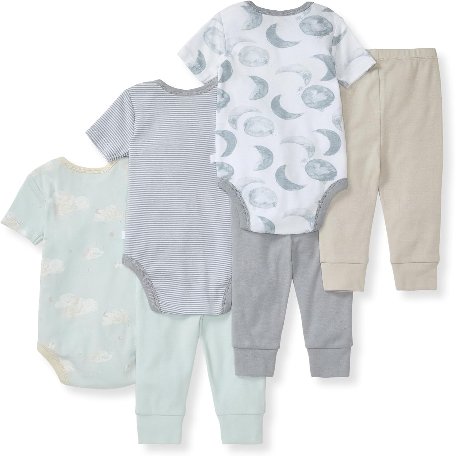 image:imageBurt Bees 6Pk Baby Girl Organic Cotton Bodysuit amp Pant Set RanunculusBlue 6piece Set