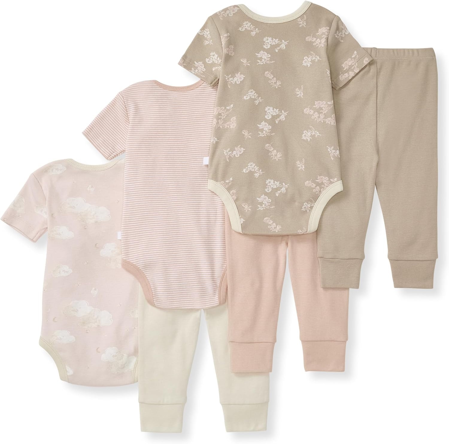 image:imageBurt Bees 6Pk Baby Girl Organic Cotton Bodysuit amp Pant Set RanunculusPink 6piece Set