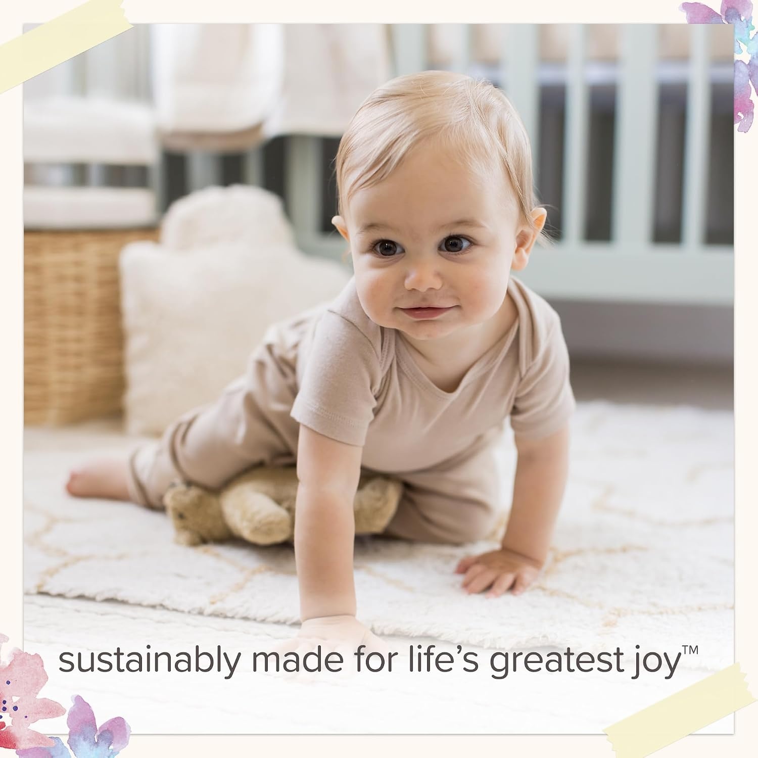 image:imageBurt Bees 6Pk Baby Girl Organic Cotton Bodysuit amp Pant Set RanunculusTan 6piece Set