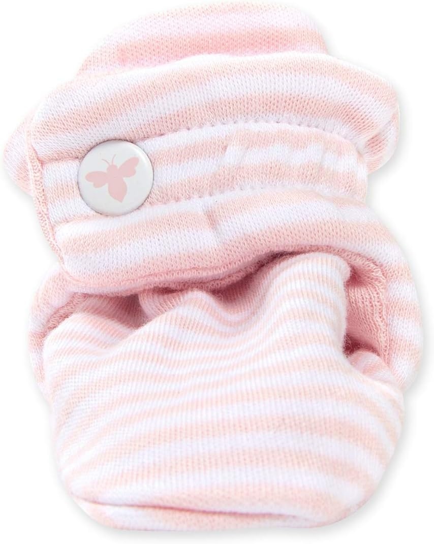 image:imageBurts Bees Baby Adjustable Baby Booties 100 Organic Cotton Easy On and Off Snap Boots Snug Fit Baby EssentialBlossom Stripe