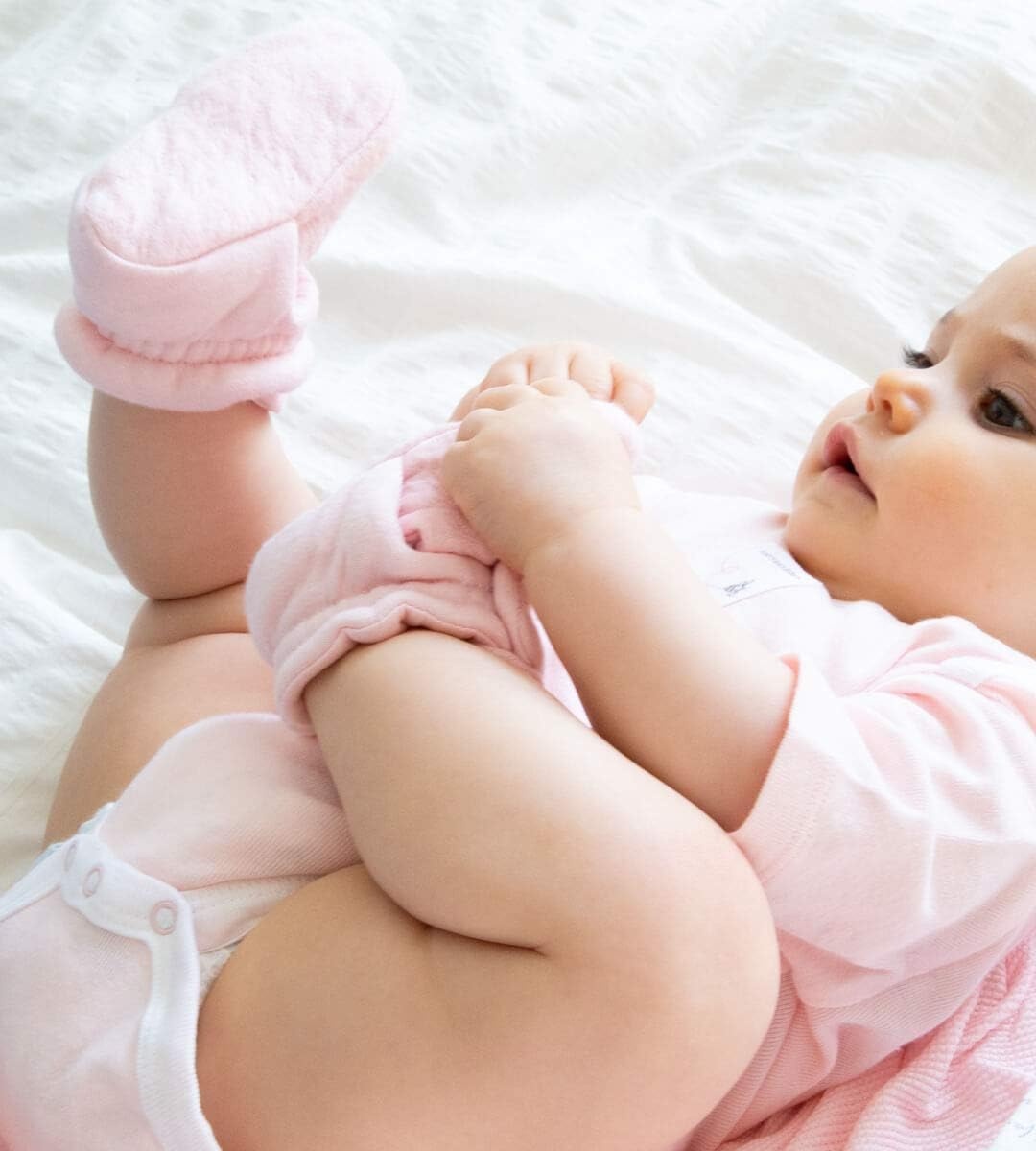 image:imageBurts Bees Baby Adjustable Baby Booties 100 Organic Cotton Easy On and Off Snap Boots Snug Fit Baby EssentialBlossom Stripe