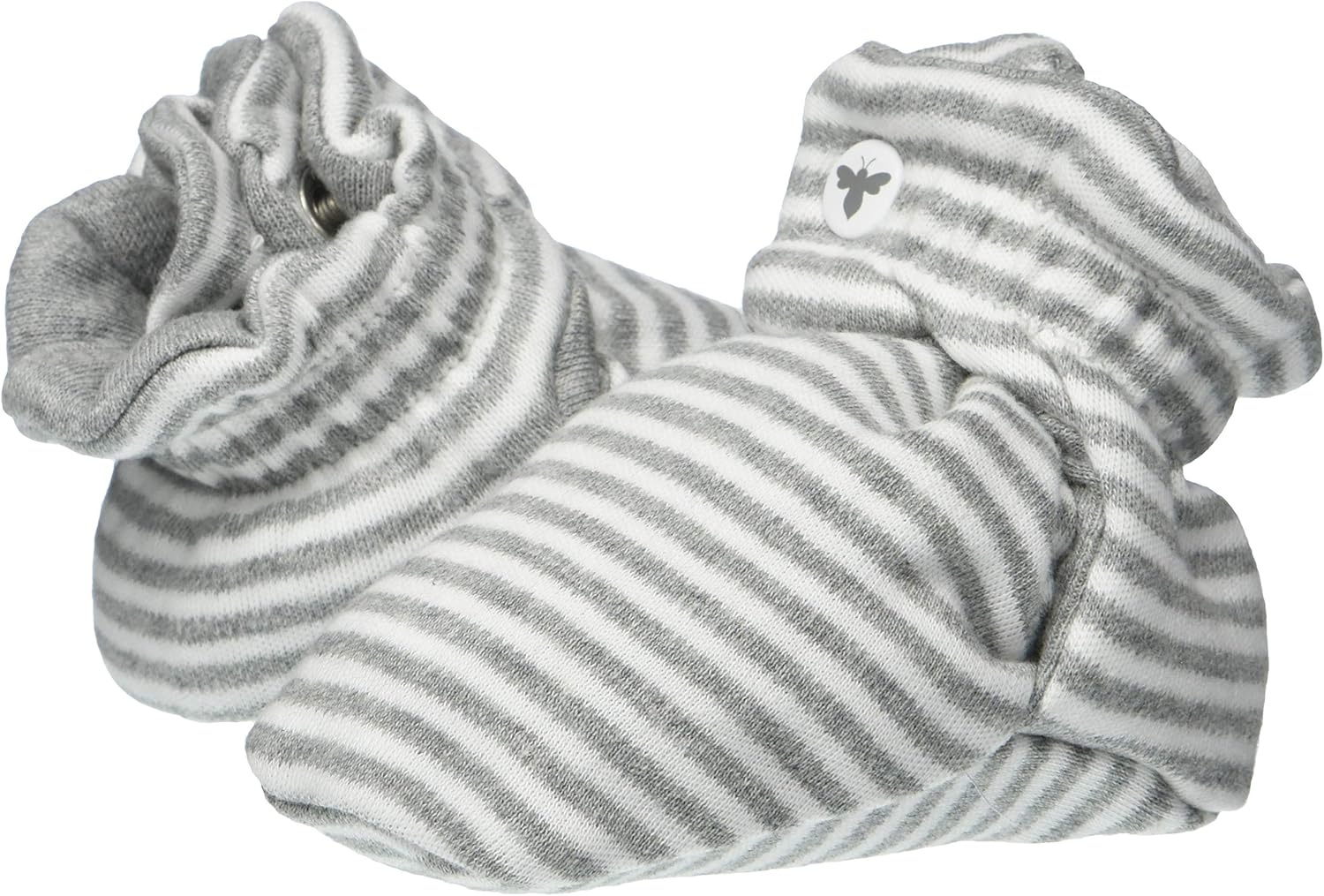 image:imageBurts Bees Baby Adjustable Baby Booties 100 Organic Cotton Easy On and Off Snap Boots Snug Fit Baby EssentialHeather Grey Stripe