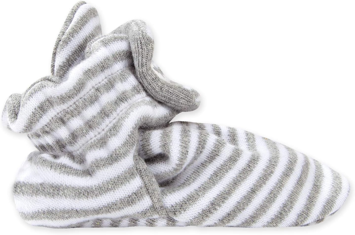 image:imageBurts Bees Baby Adjustable Baby Booties 100 Organic Cotton Easy On and Off Snap Boots Snug Fit Baby EssentialHeather Grey Stripe