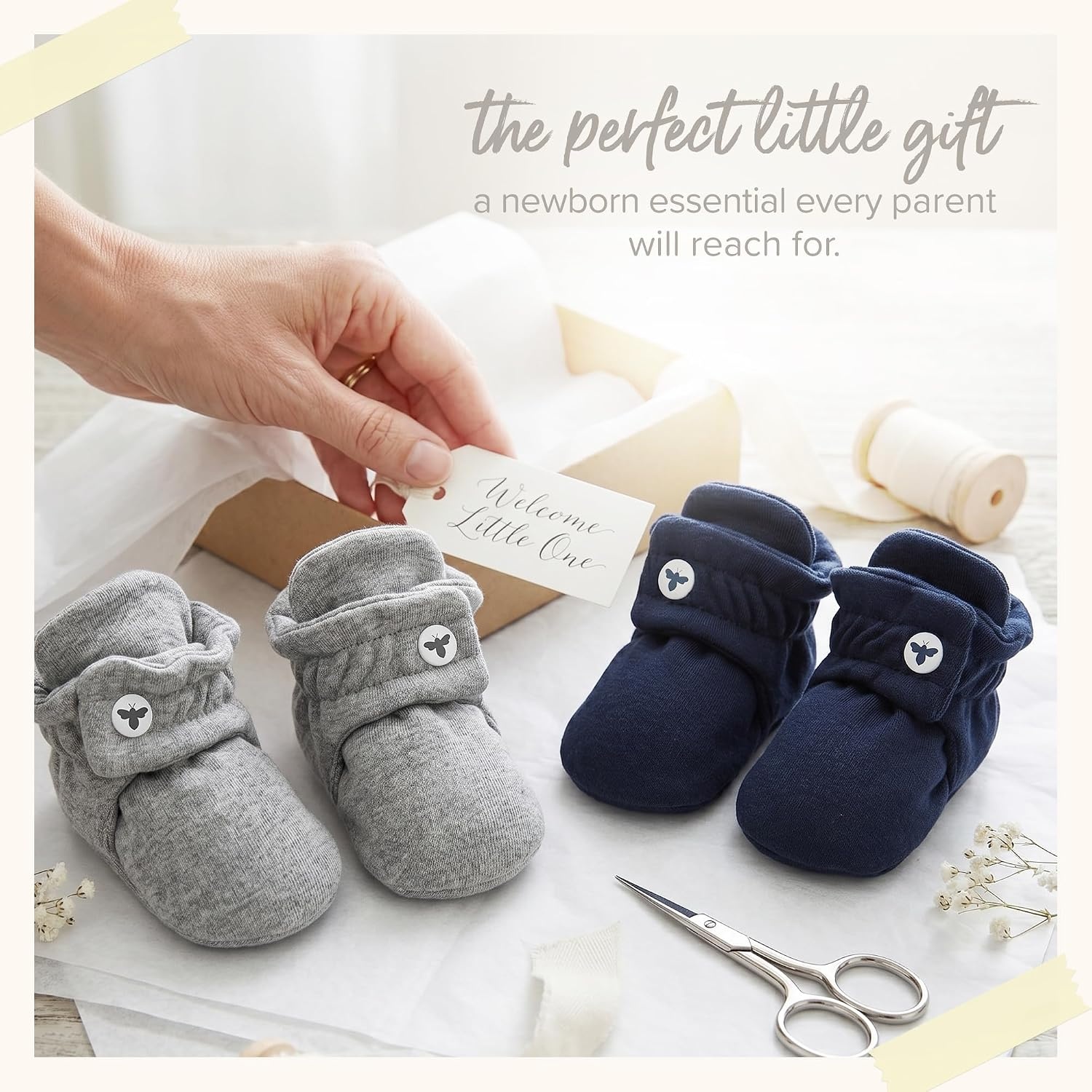 image:imageBurts Bees Baby Adjustable Baby Booties 100 Organic Cotton Easy On and Off Snap Boots Snug Fit Baby EssentialQuilted Pastel Pink