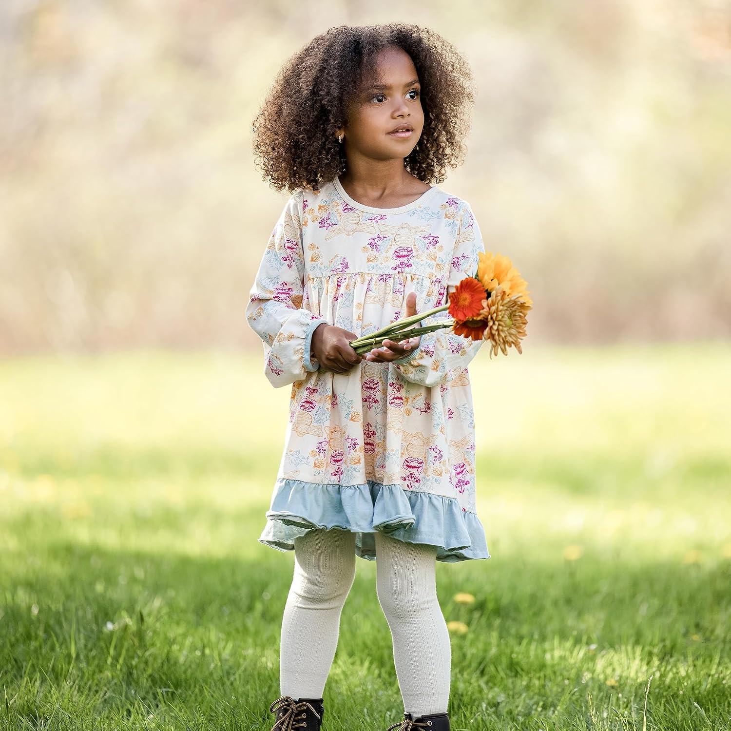 image:imageBurts Bees Baby Baby Girls Dress and Pantie Set Infant amp Toddler Short amp LongSleeve 100 Organic CottonHoney Bee Toile