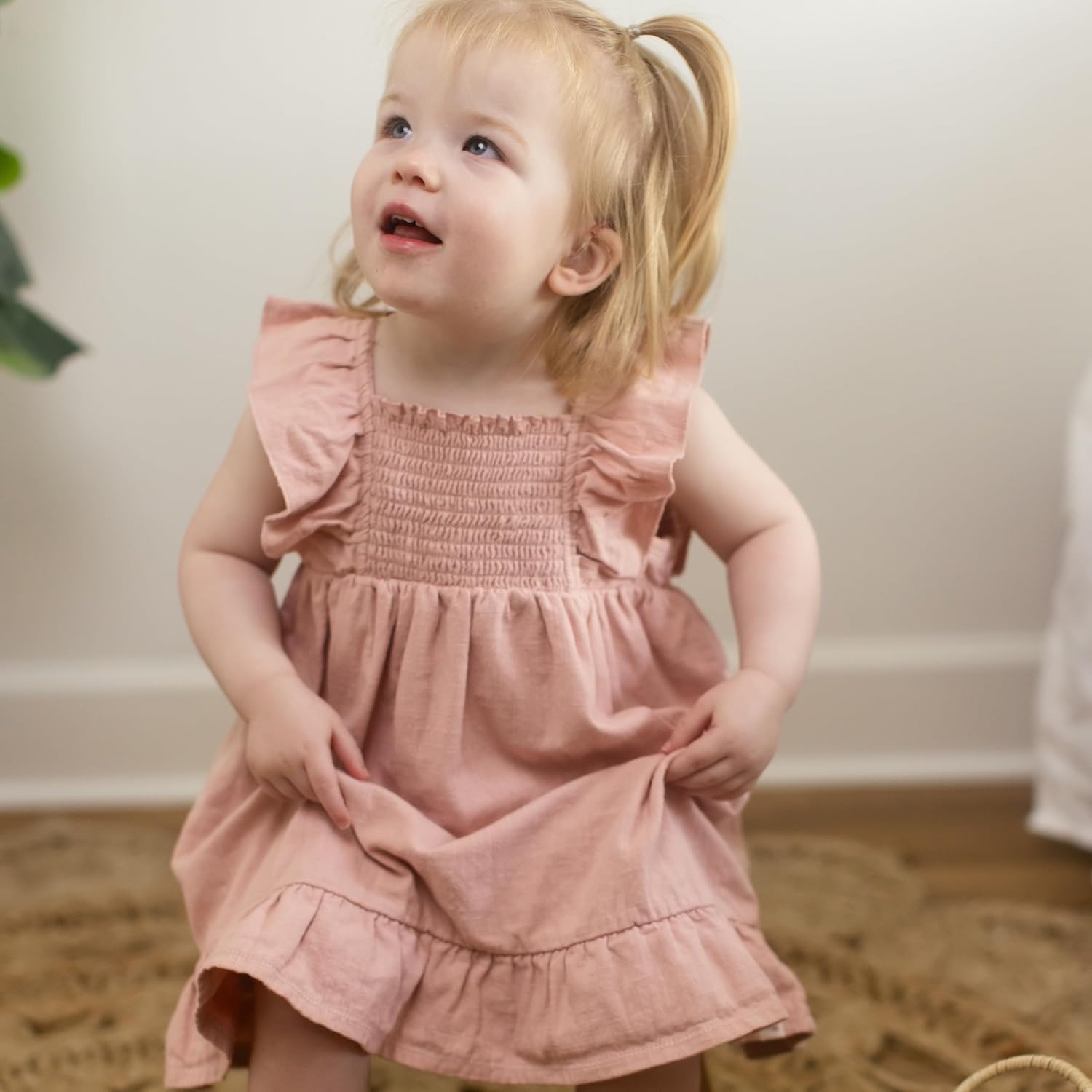 image:imageBurts Bees Baby Baby Girls Dress and Pantie Set Infant amp Toddler Short amp LongSleeve 100 Organic CottonSmokey Rose