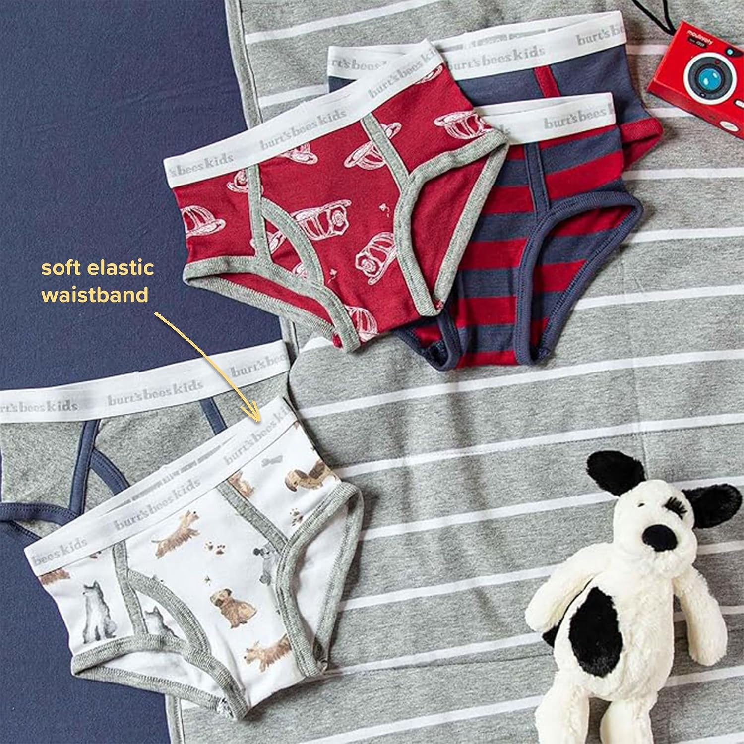 image:imageBurts Bees Baby Boys Brief Underwear 5Pack Organic Cotton Underwear for Boys Easy Stretch UndiesFirefighter Hats