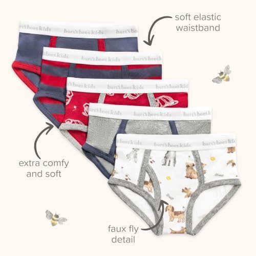 image:imageBurts Bees Baby Boys Brief Underwear 5Pack Organic Cotton Underwear for Boys Easy Stretch UndiesFirefighter Hats