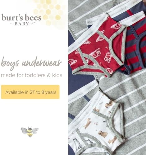 image:imageBurts Bees Baby Boys Brief Underwear 5Pack Organic Cotton Underwear for Boys Easy Stretch UndiesHappy Herbivores
