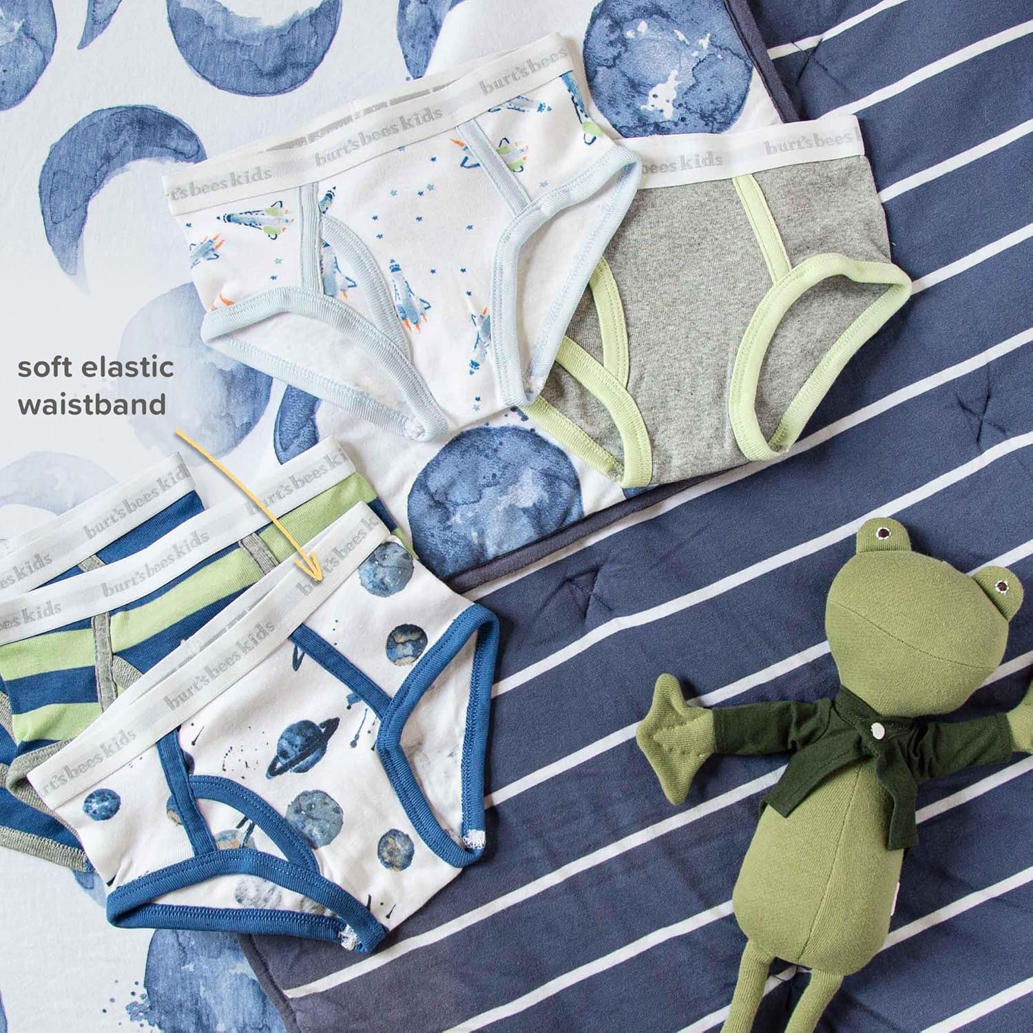 image:imageBurts Bees Baby Boys Brief Underwear 5Pack Organic Cotton Underwear for Boys Easy Stretch UndiesSpace Shuttles