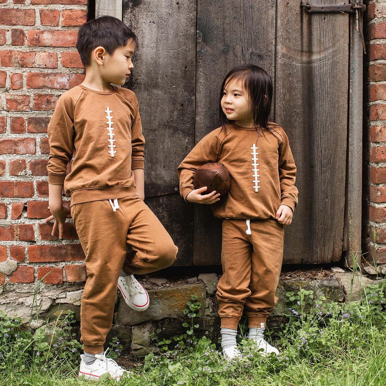 image:imageBurts Bees Baby Boys Shirt and Pant Set Long Sleeve Top amp Bottom Outfit Bundle 100 Organic CottonAcid Wash Football