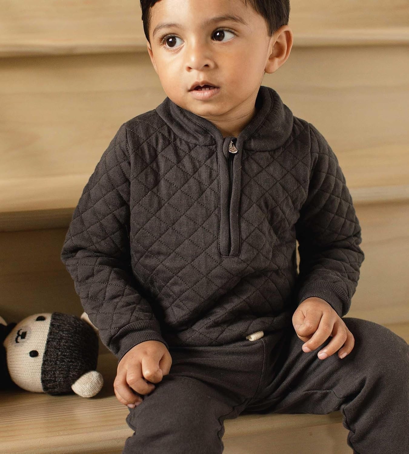 image:imageBurts Bees Baby Boys Shirt and Pant Set Long Sleeve Top amp Bottom Outfit Bundle 100 Organic CottonAsh Quilted Set