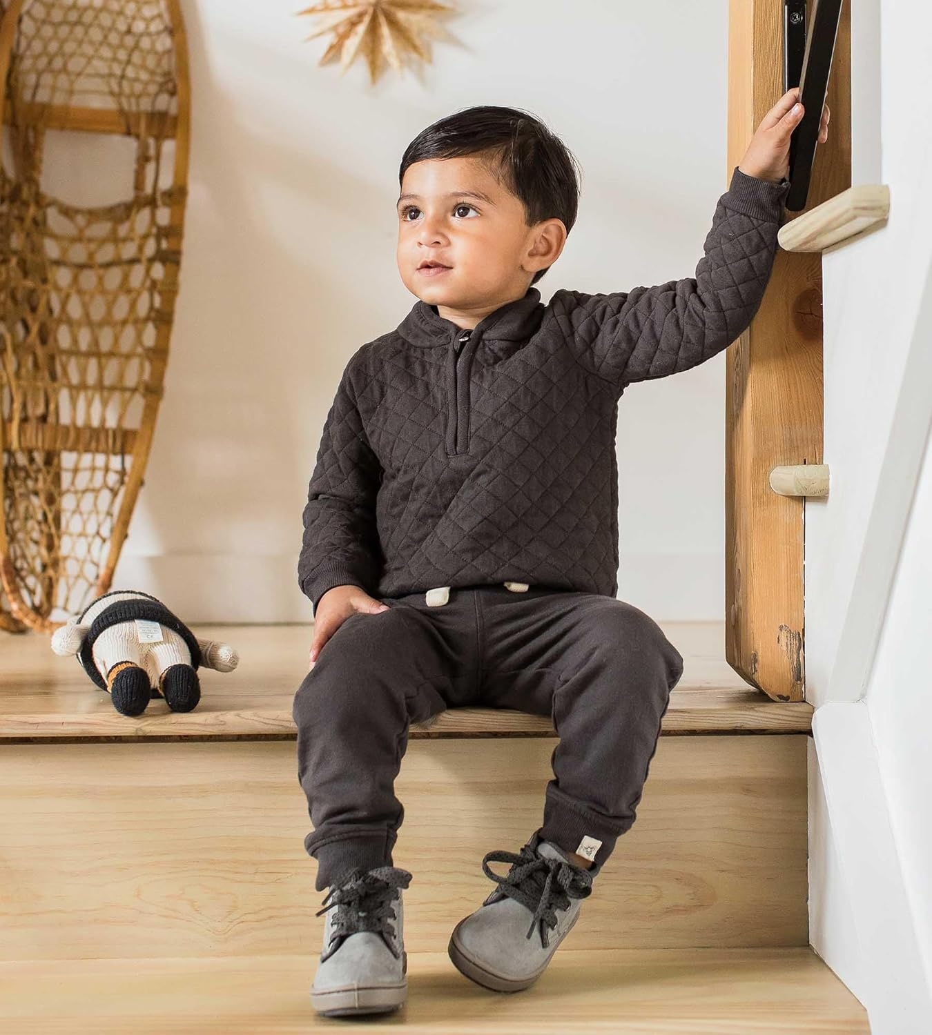 image:imageBurts Bees Baby Boys Shirt and Pant Set Long Sleeve Top amp Bottom Outfit Bundle 100 Organic CottonAsh Quilted Set