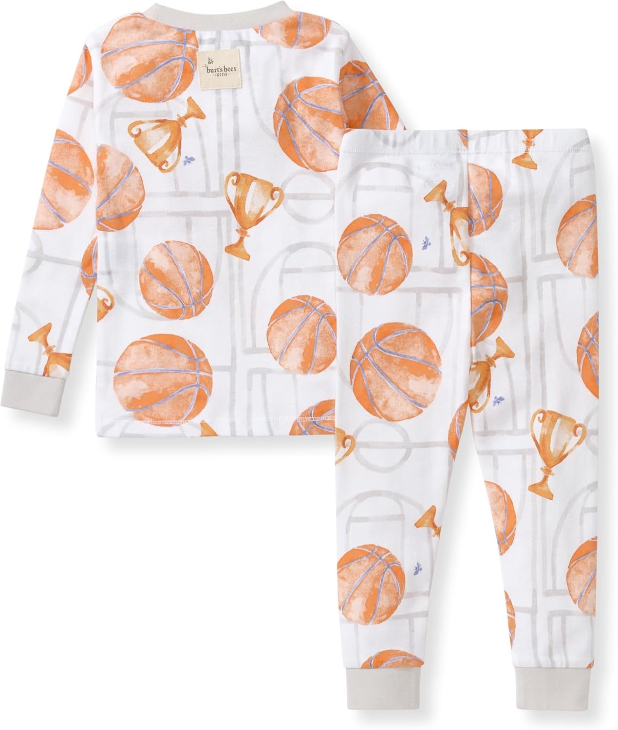 image:imageBurts Bees Baby Organic Cotton Pajamas for Boys 100 Cotton Pajama Set for Toddlers and Kids Soft and Stretchable FabricBasketball Court 1pack