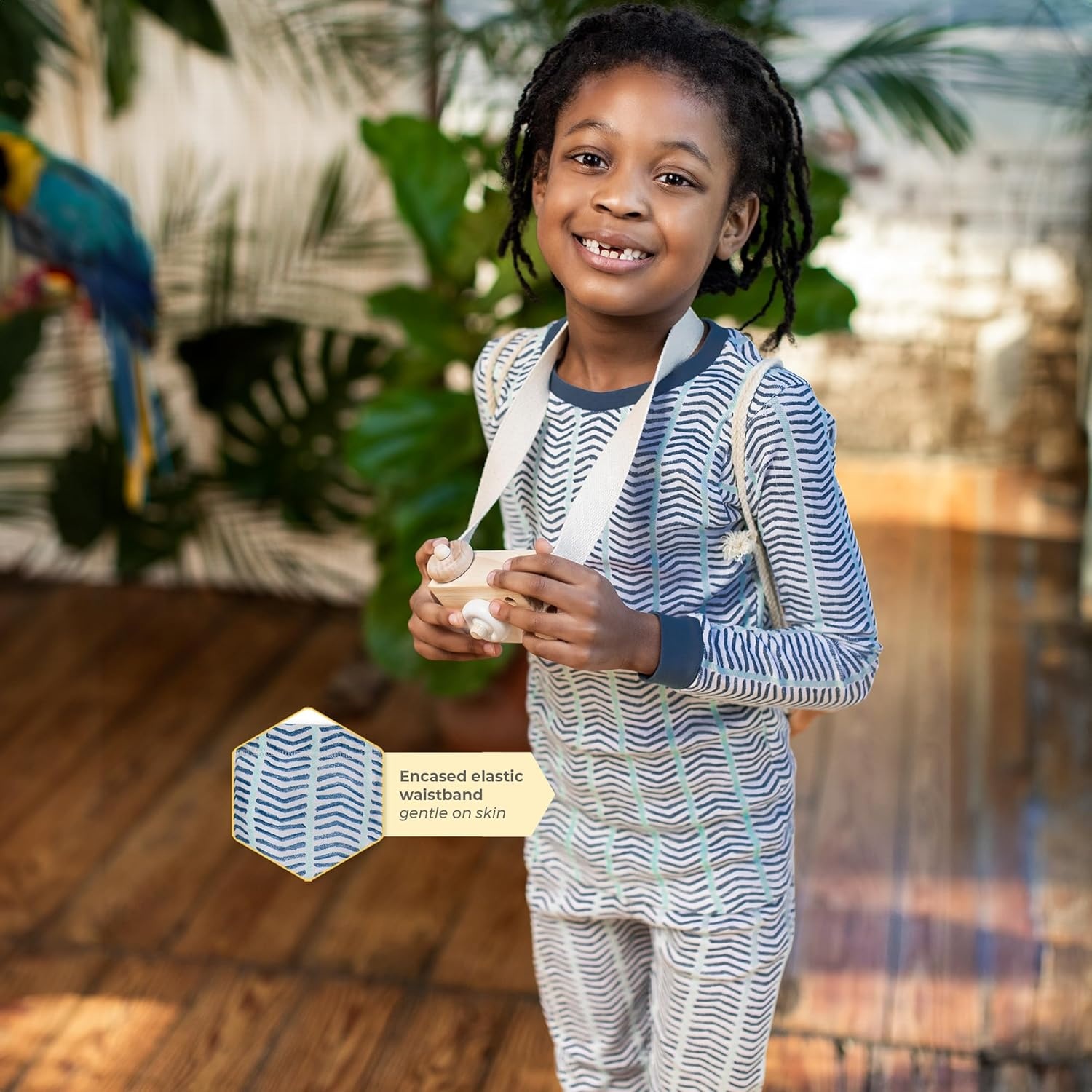 image:imageBurts Bees Baby Organic Cotton Pajamas for Boys 100 Cotton Pajama Set for Toddlers and Kids Soft and Stretchable FabricWatercolor Chevron