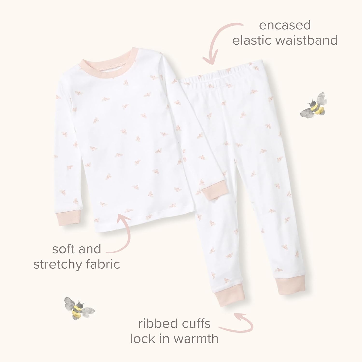 image:imageBurts Bees Baby Organic Cotton Pajamas for Girls100 Cotton Pajama SetPink Solid Rib