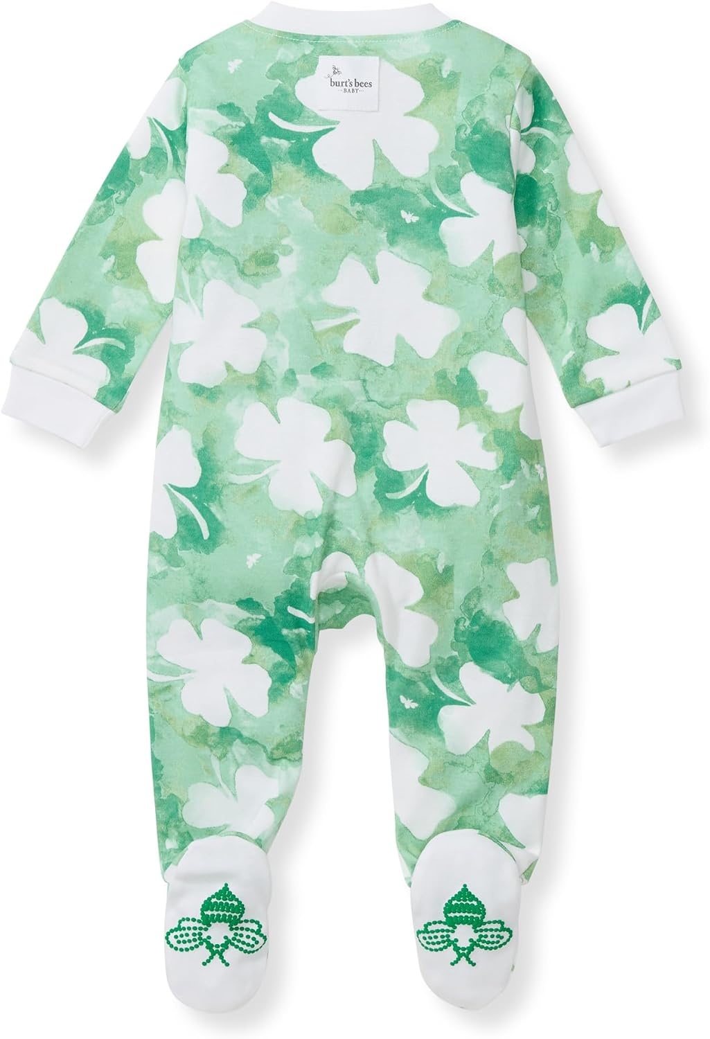 image:imageBurts Bees Baby Organic Cotton Sleep and Play Footed Pajamas for BoysArtsy Clover