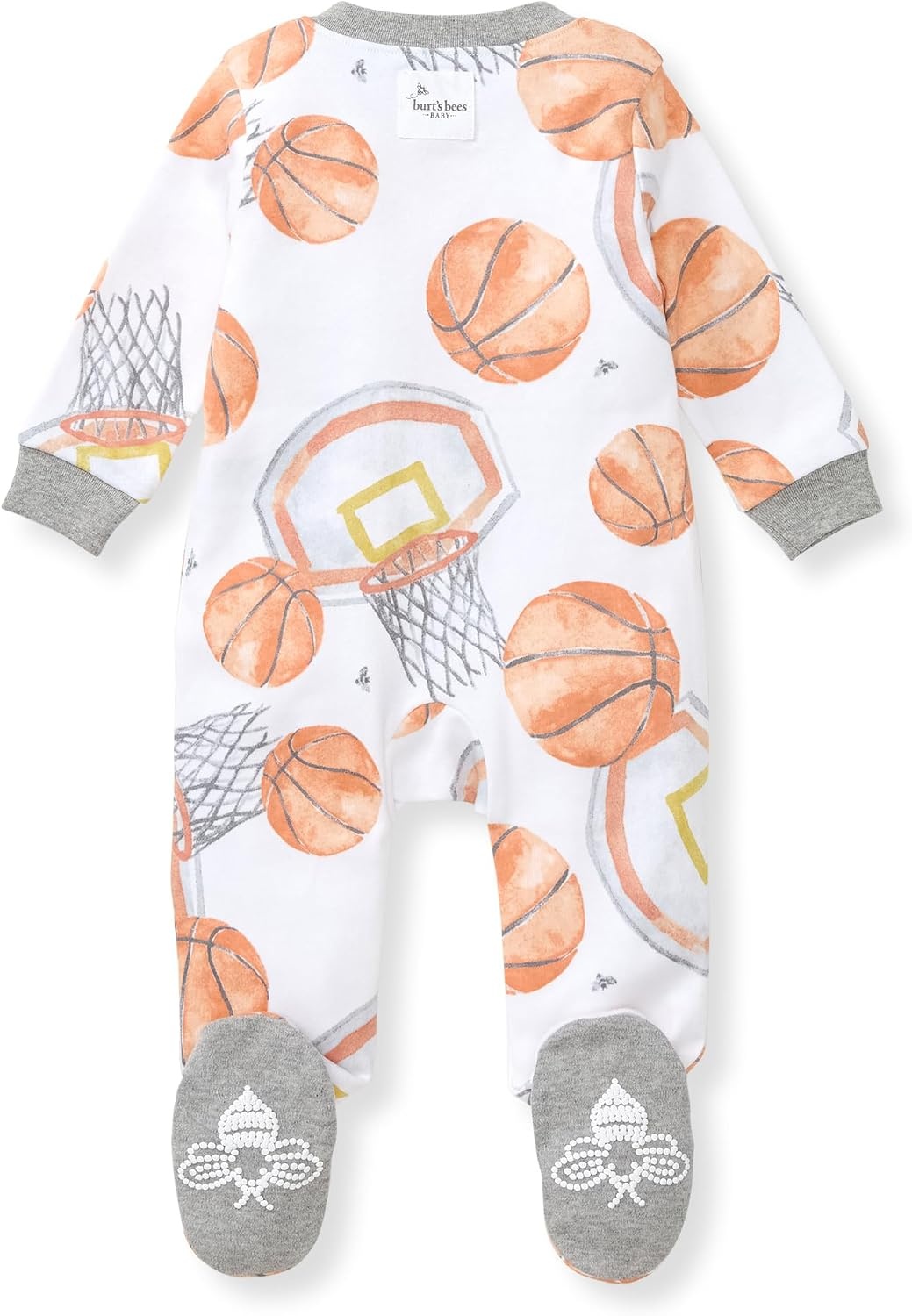image:imageBurts Bees Baby Organic Cotton Sleep and Play Footed Pajamas for BoysBasketball