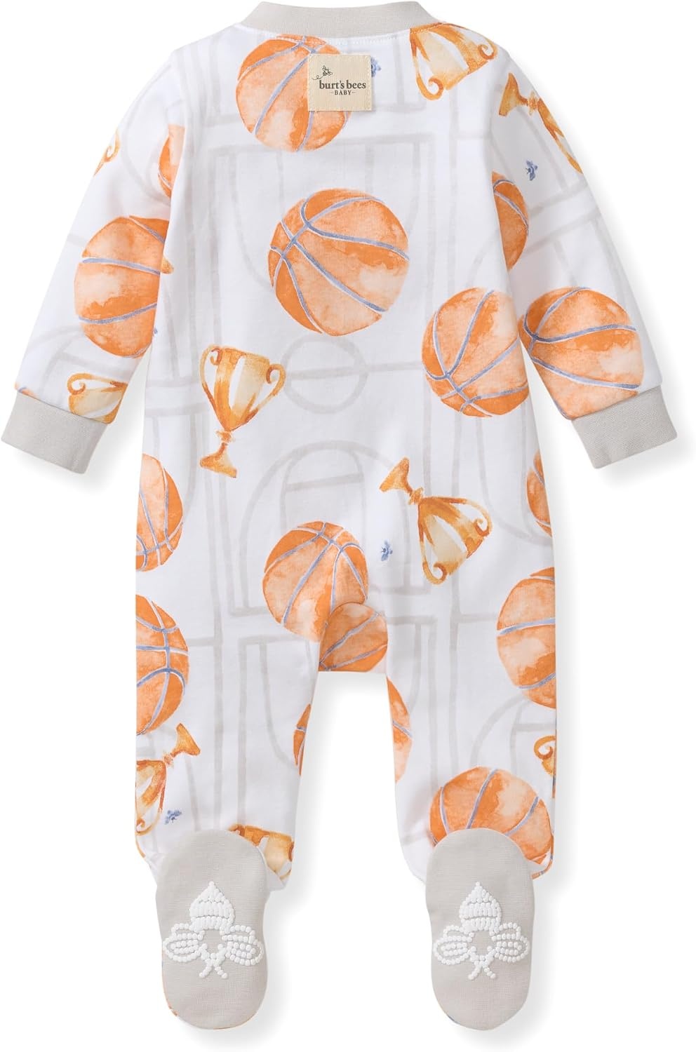 image:imageBurts Bees Baby Organic Cotton Sleep and Play Footed Pajamas for BoysBasketball Court
