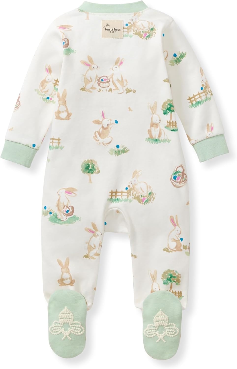 image:imageBurts Bees Baby Organic Cotton Sleep and Play Footed Pajamas for BoysBunny Egg Hunt