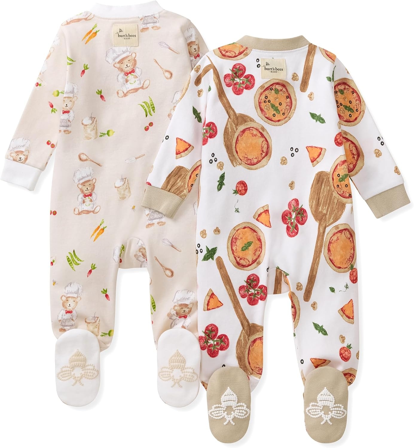 image:imageBurts Bees Baby Organic Cotton Sleep and Play Footed Pajamas for BoysChef Bears Pizza 2pack