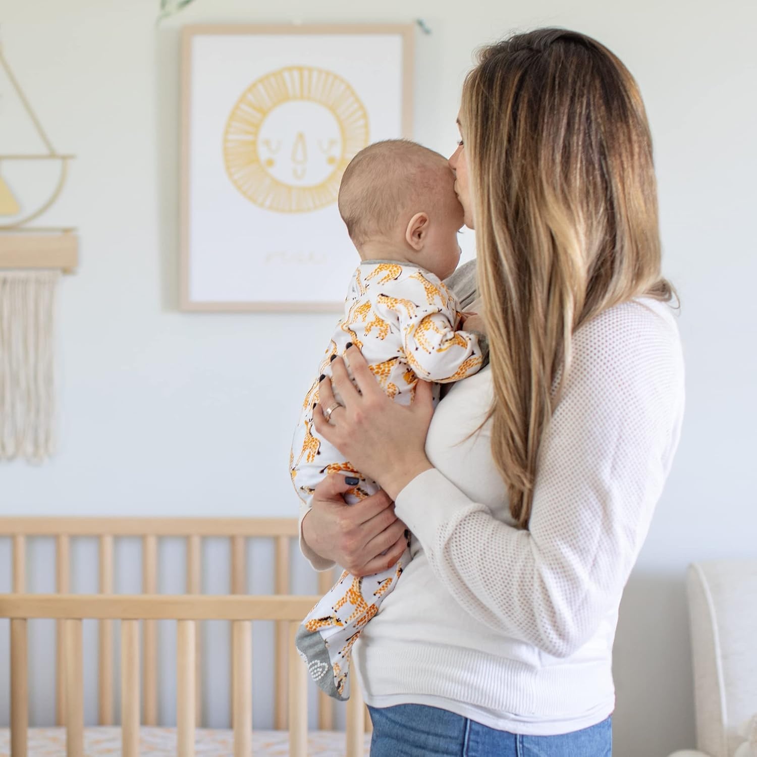 image:imageBurts Bees Baby Organic Cotton Sleep and Play Footed Pajamas for BoysGiraffe