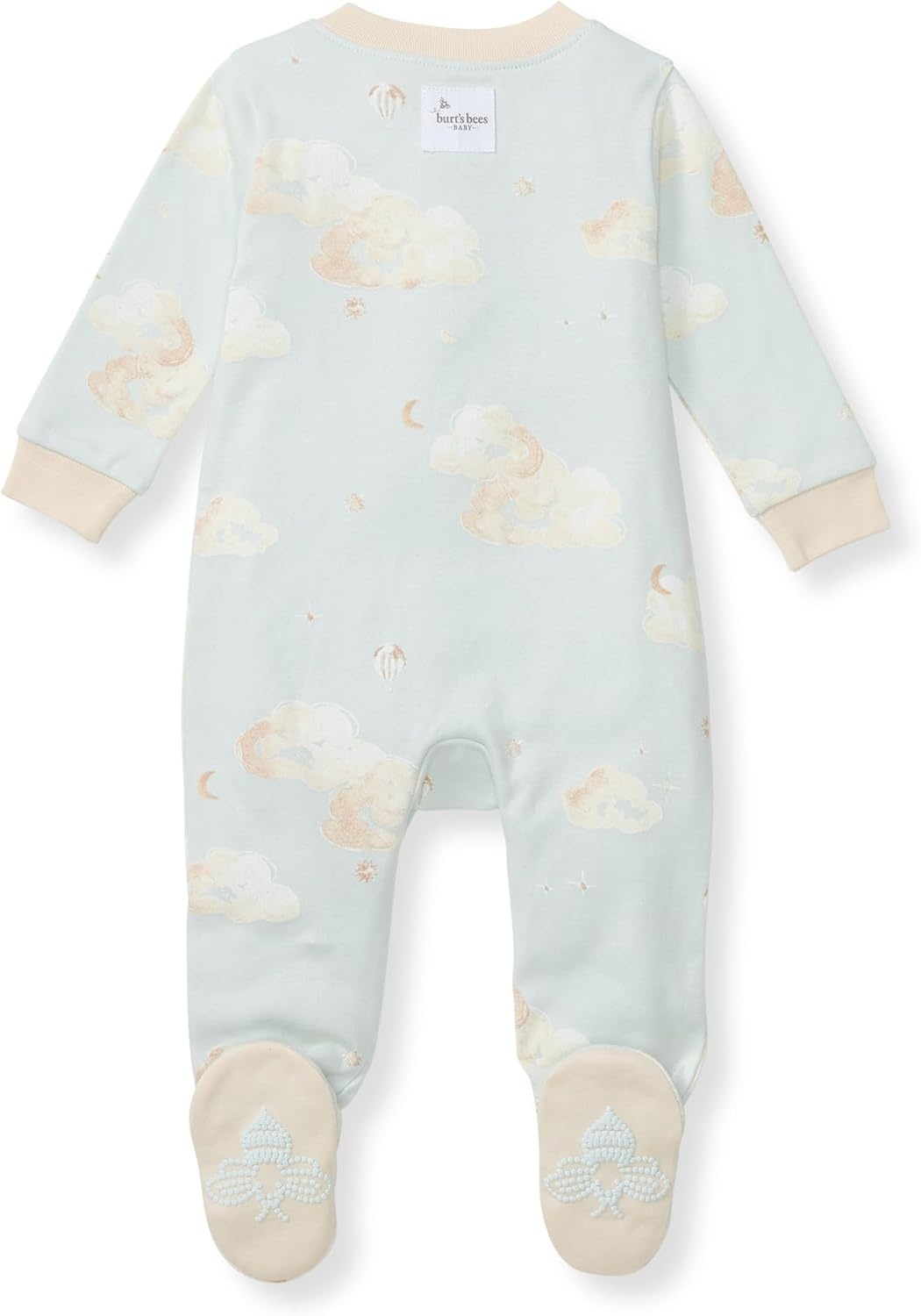 image:imageBurts Bees Baby Organic Cotton Sleep and Play Footed Pajamas for BoysGood Night Sky Blue