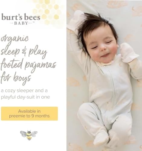 image:imageBurts Bees Baby Organic Cotton Sleep and Play Footed Pajamas for BoysMidnight Solid Rib