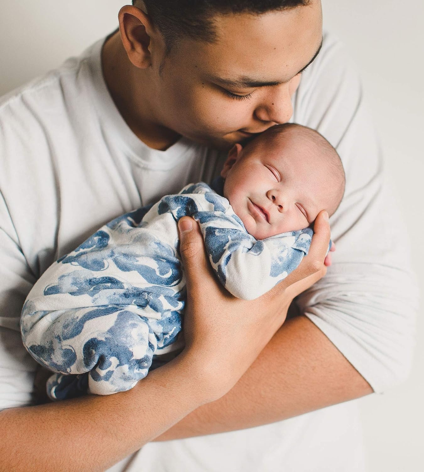 image:imageBurts Bees Baby Organic Cotton Sleep and Play Footed Pajamas for BoysMoonlight Clouds