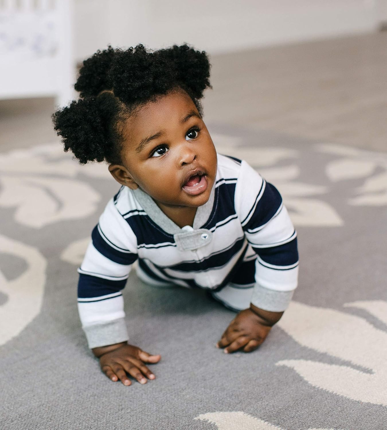 image:imageBurts Bees Baby Organic Cotton Sleep and Play Footed Pajamas for BoysNavy Rugby Stripe