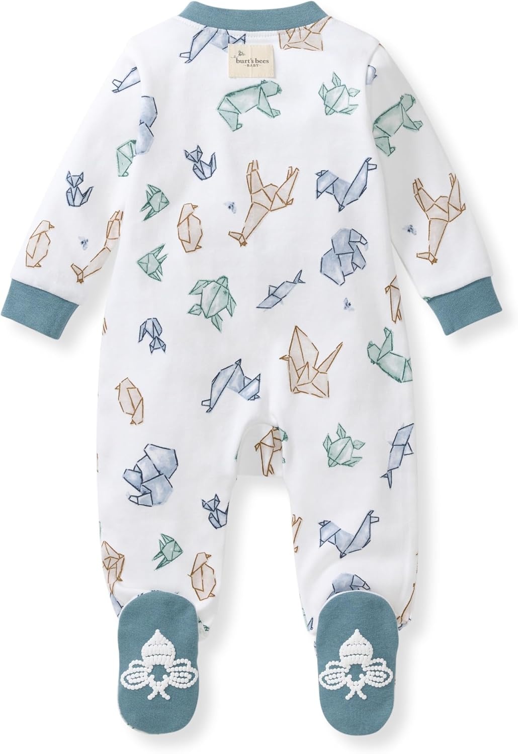 image:imageBurts Bees Baby Organic Cotton Sleep and Play Footed Pajamas for BoysOrigami Animals