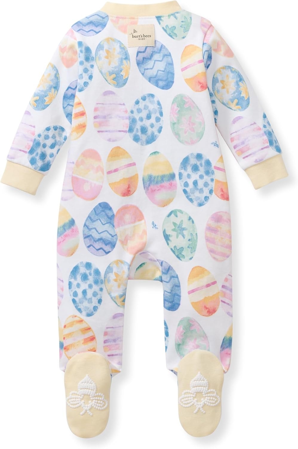 image:imageBurts Bees Baby Organic Cotton Sleep and Play Footed Pajamas for Girls Zipper PJ Newborn Sleeper with NonSlip Bee GripsEaster Eggs