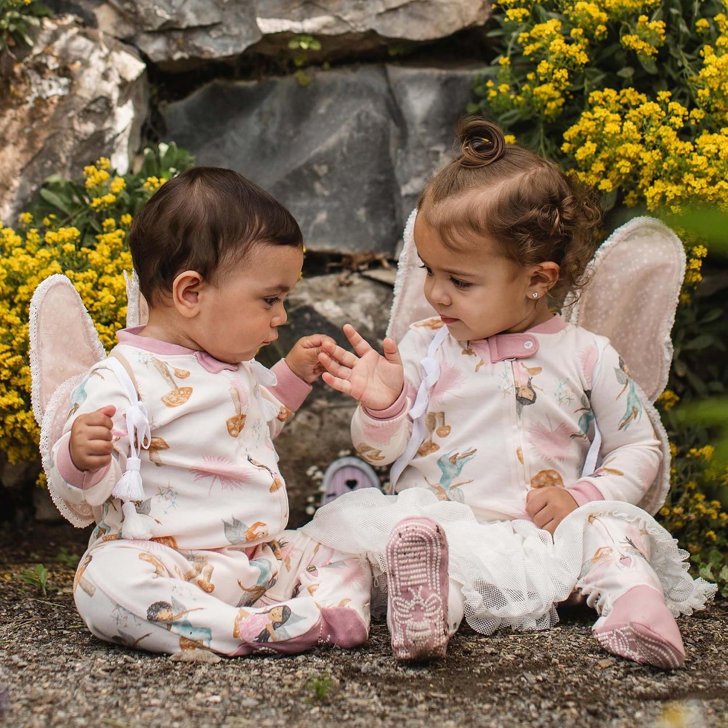 image:imageBurts Bees Baby Organic Cotton Sleep and Play Footed Pajamas for Girls Zipper PJ Newborn Sleeper with NonSlip Bee GripsFairy Garden