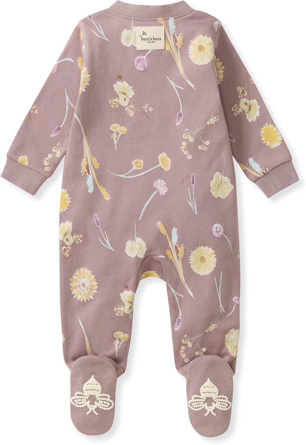 image:imageBurts Bees Baby Organic Cotton Sleep and Play Footed Pajamas for Girls Zipper PJ Newborn Sleeper with NonSlip Bee GripsFlowers of the Valley 1pack