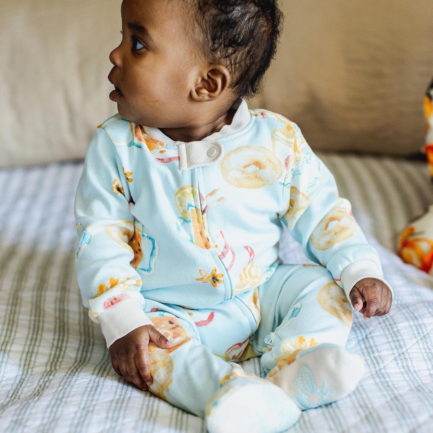 image:imageBurts Bees Baby Organic Cotton Sleep and Play Footed Pajamas for Girls Zipper PJ Newborn Sleeper with NonSlip Bee GripsHot Apple Cider 1pack