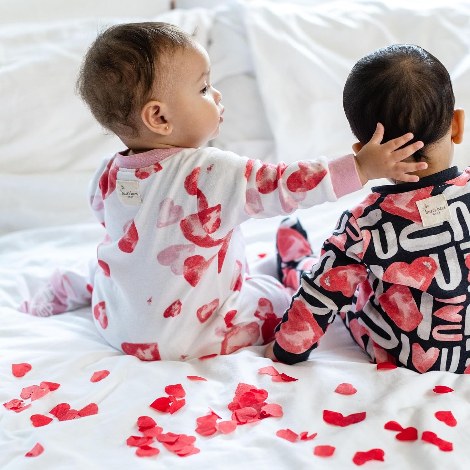 image:imageBurts Bees Baby Organic Cotton Sleep and Play Footed Pajamas for Girls Zipper PJ Newborn Sleeper with NonSlip Bee GripsI Heart You