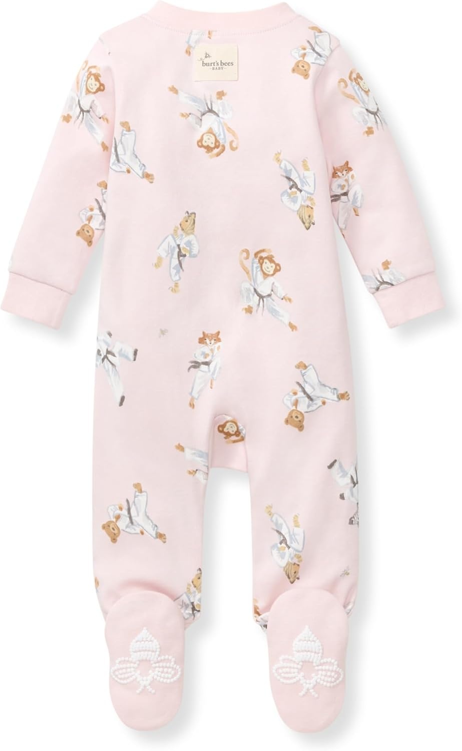 image:imageBurts Bees Baby Organic Cotton Sleep and Play Footed Pajamas for Girls Zipper PJ Newborn Sleeper with NonSlip Bee GripsKarate Creatures