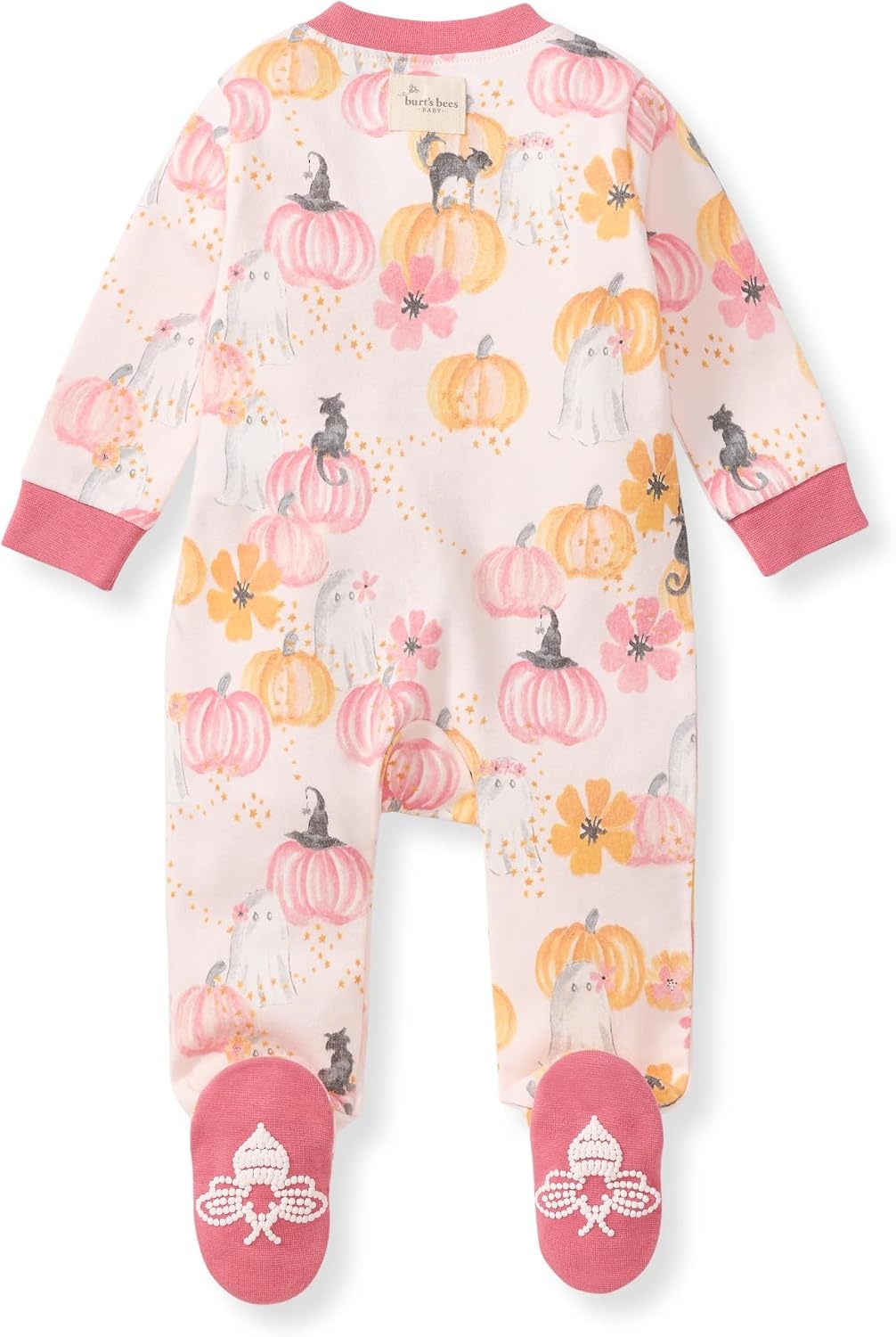 image:imageBurts Bees Baby Organic Cotton Sleep and Play Footed Pajamas for Girls Zipper PJ Newborn Sleeper with NonSlip Bee GripsMagical Pumpkins