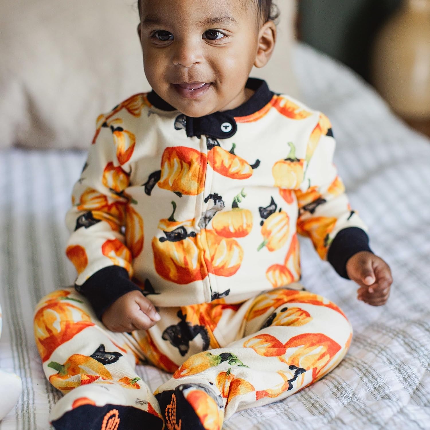 image:imageBurts Bees Baby Organic Cotton Sleep and Play Footed Pajamas for Girls Zipper PJ Newborn Sleeper with NonSlip Bee GripsSneaky Cats 1pack