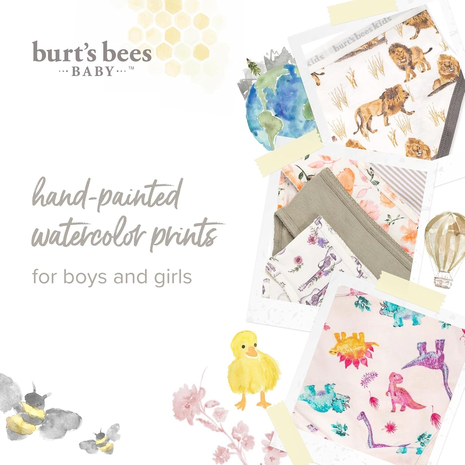 image:imageBurts Bees Baby Toddler Girls Underwear Set of 5 Solids StripesPrints TagFree with Sizes for 2T to 8 Years OldPuppies Rainbows