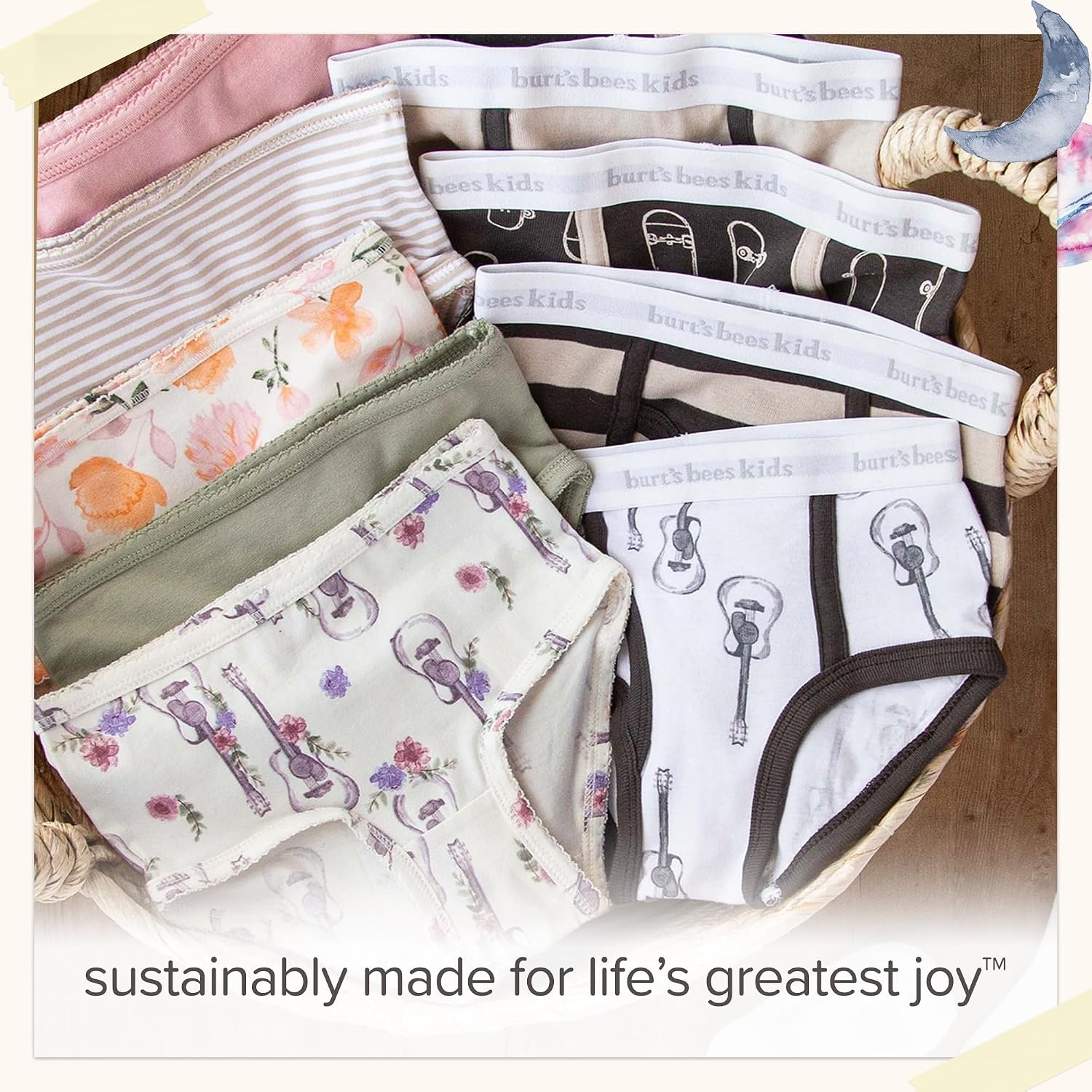 image:imageBurts Bees Baby Toddler Girls Underwear Set of 5 Solids StripesPrints TagFree with Sizes for 2T to 8 Years OldPuppies Rainbows
