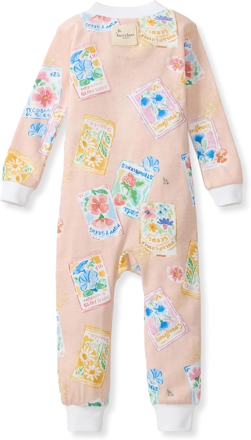 image:imageBurts Bees Baby Unisex Footless Sleeper Pajama 100 Organic Cotton SnugFit 1Piece ZipUp Jumpsuit for ToddlersFlower Seeds