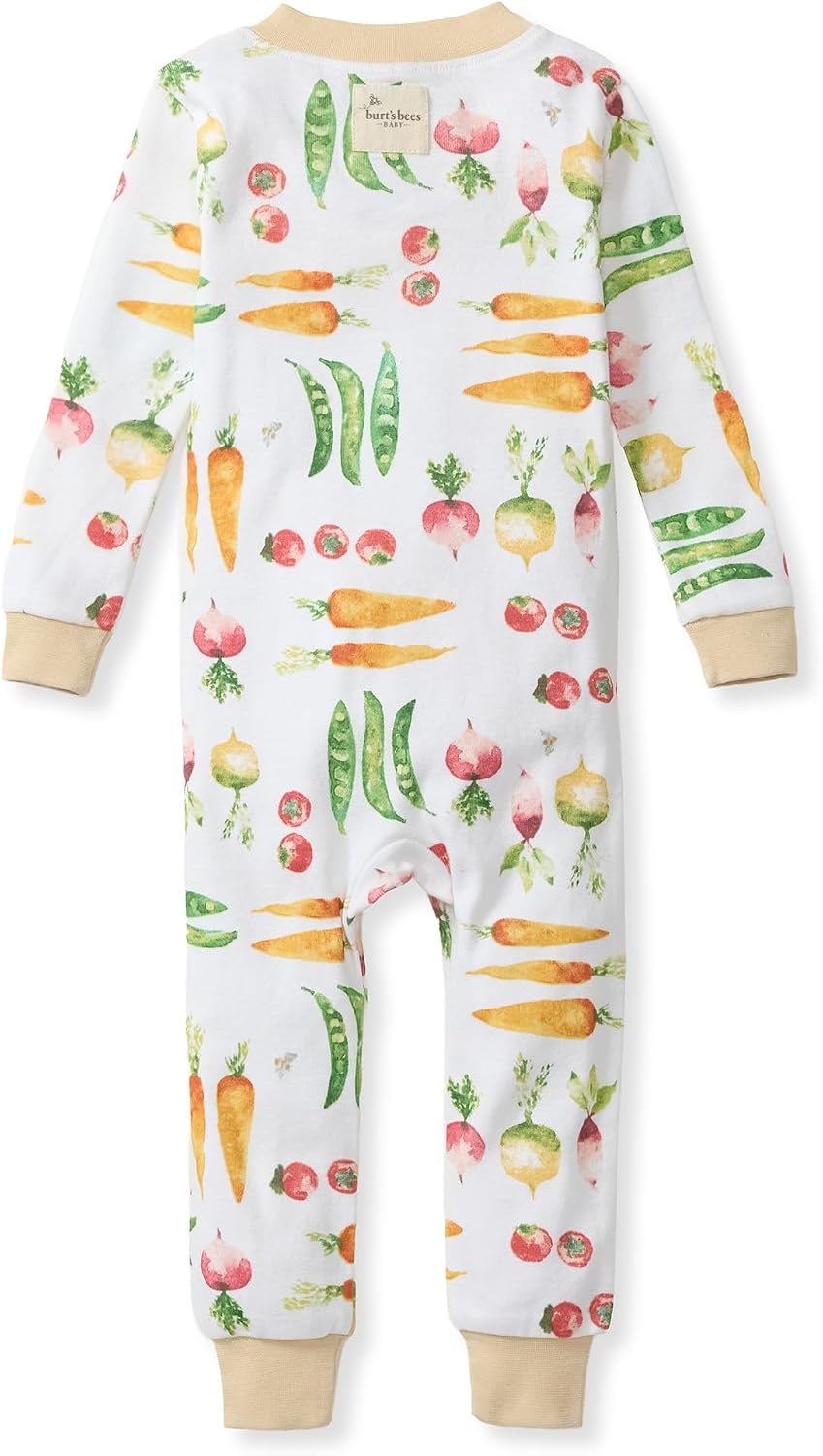image:imageBurts Bees Baby Unisex Footless Sleeper Pajama 100 Organic Cotton SnugFit 1Piece ZipUp Jumpsuit for ToddlersHarvest Veggies