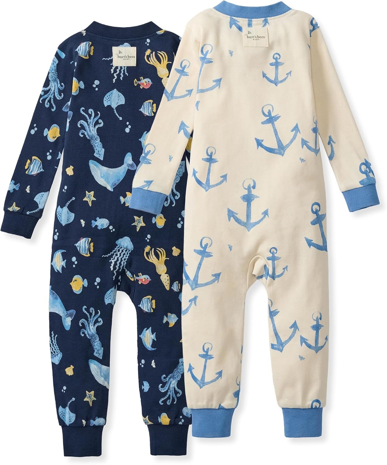 image:imageBurts Bees Baby Unisex Footless Sleeper Pajama 100 Organic Cotton SnugFit 1Piece ZipUp Jumpsuit for ToddlersUnder the Sea Anchors