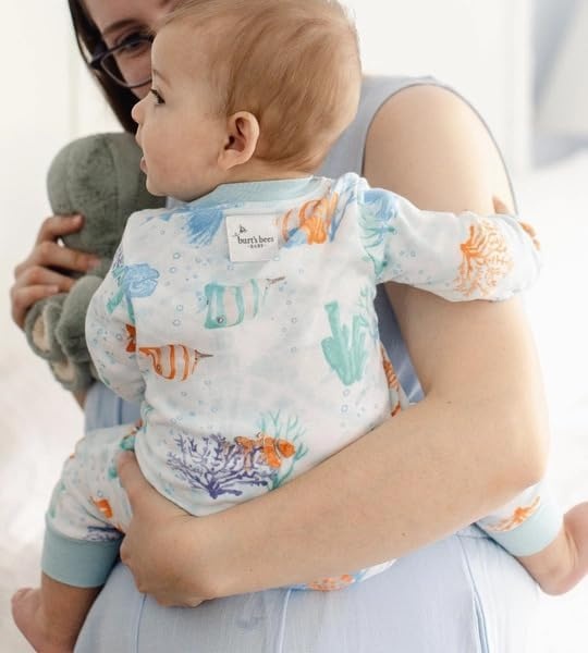 image:imageBurts Bees Baby Unisex Footless Sleeper Pajama 100 Organic Cotton SnugFit 1Piece ZipUp Jumpsuit for ToddlersUnder the Sea