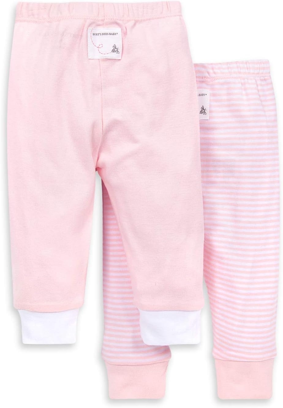 image:imageBurts Bees Baby Unisex Knit Pants Baby Quilted Sweatpants 100 Organic Cotton Infant BottomsBlossom SolidStripes 2pk