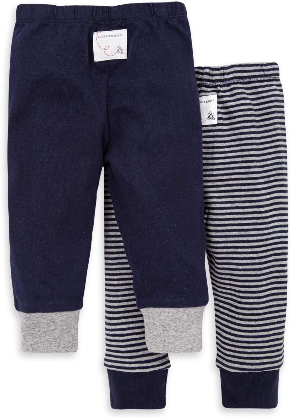 image:imageBurts Bees Baby Unisex Knit Pants Baby Quilted Sweatpants 100 Organic Cotton Infant BottomsNavy SolidStripes 2pk