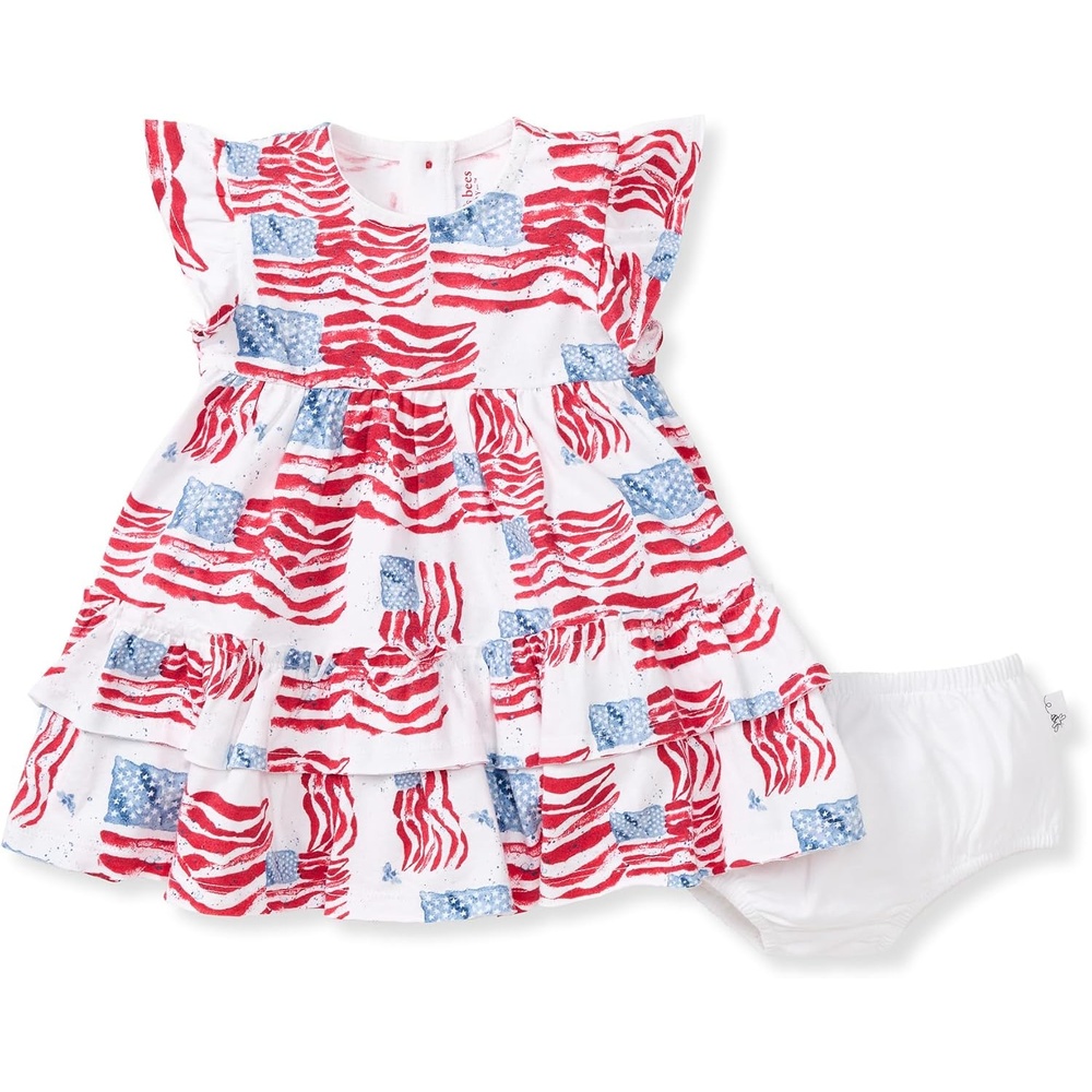 image:imageBurts Bees Baby Baby Girls Dress and Pantie Set Infant amp Toddler Short amp LongSleeve 100 Organic CottonMagestic Flags Set