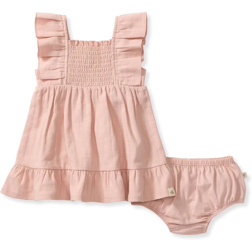 image:imageBurts Bees Baby Baby Girls Dress and Pantie Set Infant amp Toddler Short amp LongSleeve 100 Organic CottonSmokey Rose