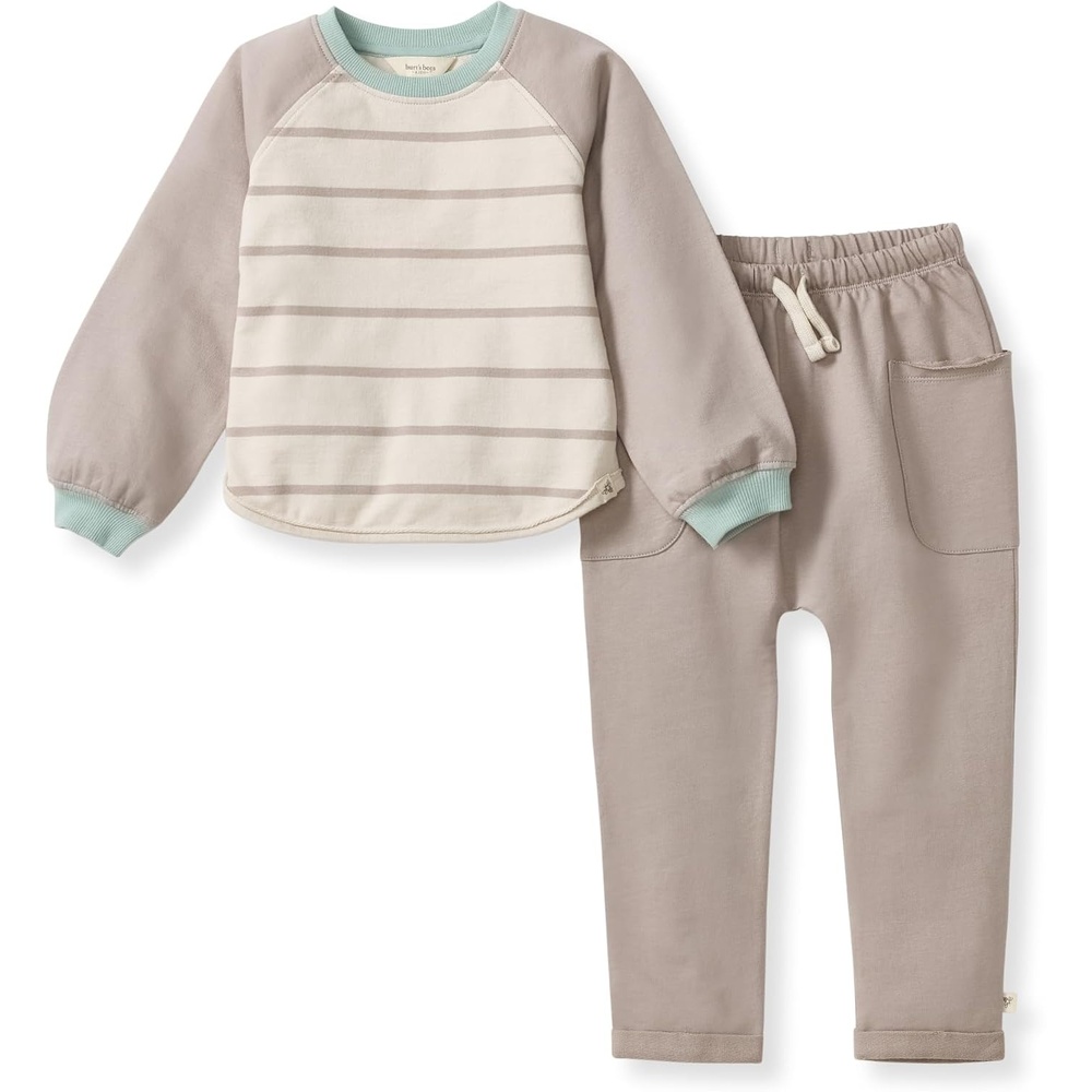 image:imageBurts Bees Baby Boys Shirt and Pant Set Long Sleeve Top amp Bottom Outfit Bundle 100 Organic CottonBasic Stripe